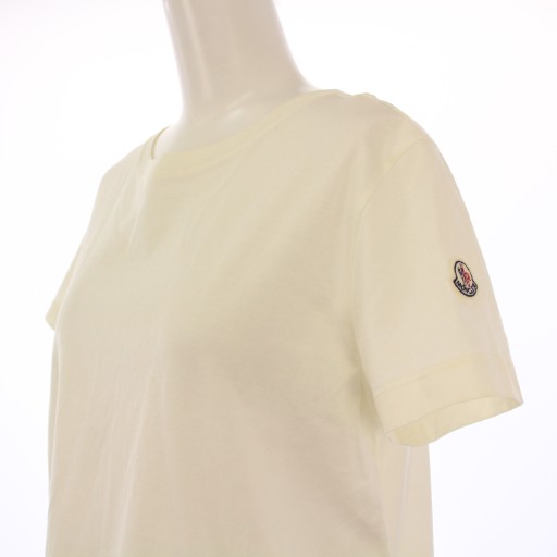 【中古】モンクレール T-SHIRT GIROCOLLO Tシャツ 半袖 クルーネック ストレッチ フリル 切替 ロゴ XS アイボリー_4