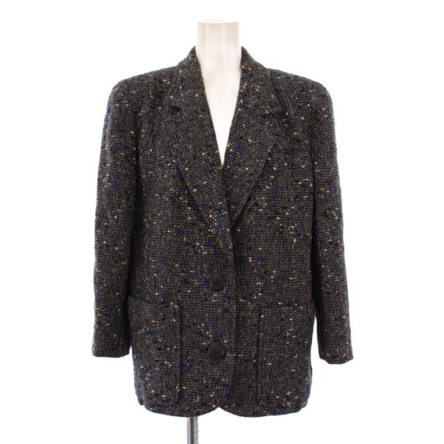 【中古】クリスチャンディオール テーラードジャケット アウター シングル 総裏地 ツイード ウール M グレー