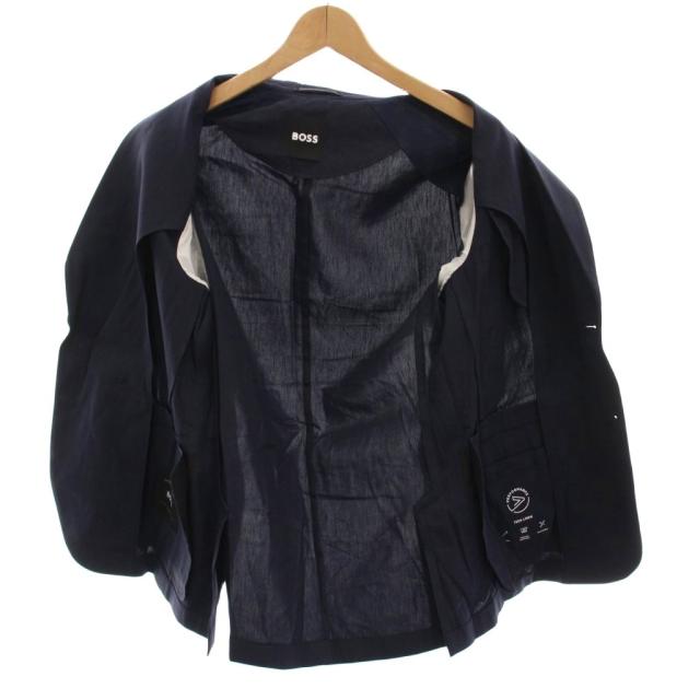 【中古】ヒューゴボス HUGO BOSS シングルスーツ セットアップ 上下 テーラードジャケット パンツ リネン混 44 紺_2