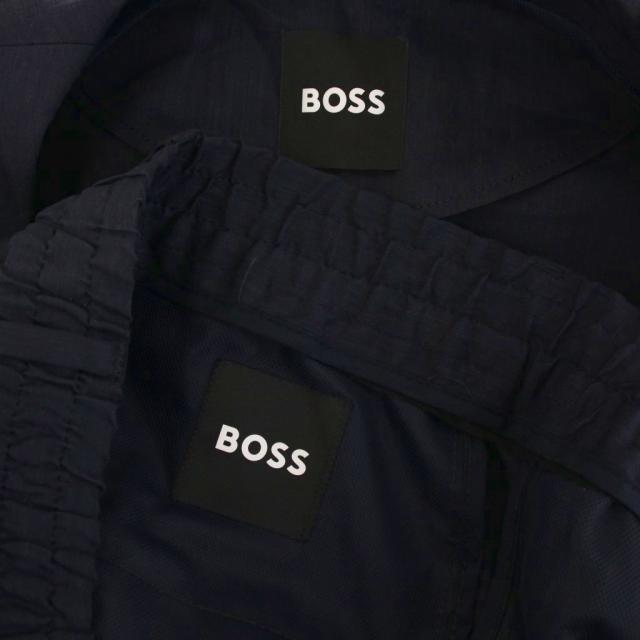 【中古】ヒューゴボス HUGO BOSS シングルスーツ セットアップ 上下 テーラードジャケット パンツ リネン混 44 紺_3