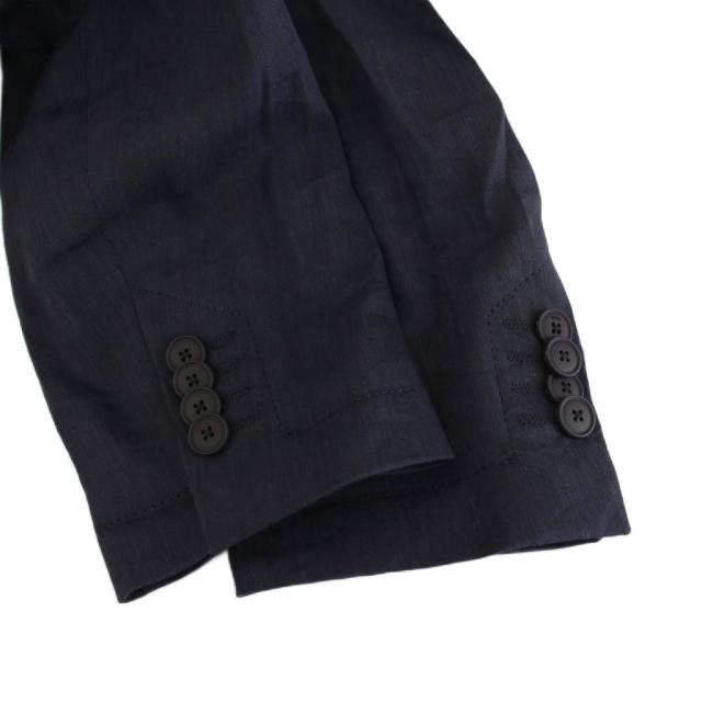 【中古】ヒューゴボス HUGO BOSS シングルスーツ セットアップ 上下 テーラードジャケット パンツ リネン混 44 紺_5