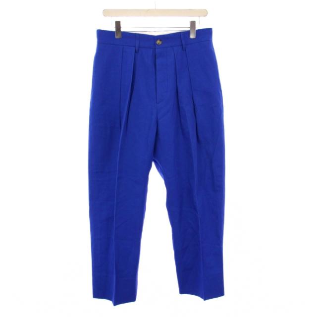 【中古】ニート NEAT スラックスパンツ タック ボタンフライ ワンカラー 無地 32 青 ブルー /BB メンズ