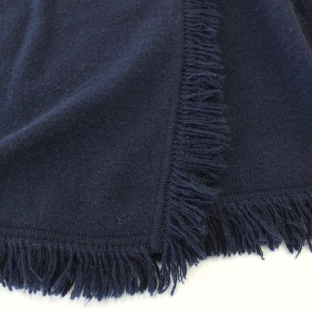 【中古】シャネル CHANEL カシミヤ ニット ラップスカート フリンジ ココマークボタン ひざ丈 38 ネイビー_6