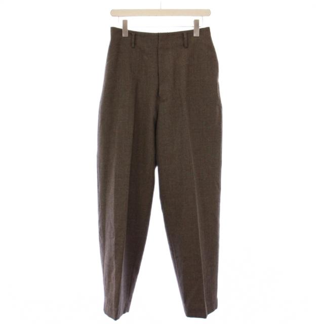 【中古】マーカ marka STITCHLESS TROUSERS ステッチレスパンツ スラックス タック ジップフライ ウール グレー 茶