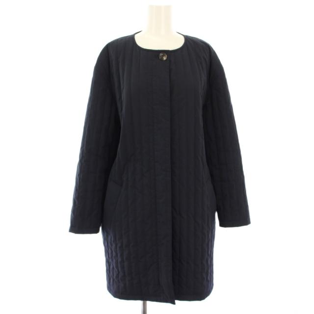 【中古】アーペーセー A.P.C. キルティングコート 中綿 ノーカラー アウター 34 紺 1110121 /TK レディース