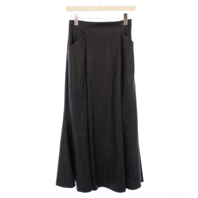 【中古】セルフォード CELFORD 23AW フェイクレザーマーメイドスカート タイト マキシ ロング ストレッチ 無地 黒