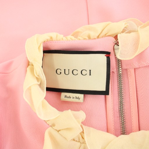 中古】グッチ ジャージーフリルワンピース 半袖 インターロッキングGG