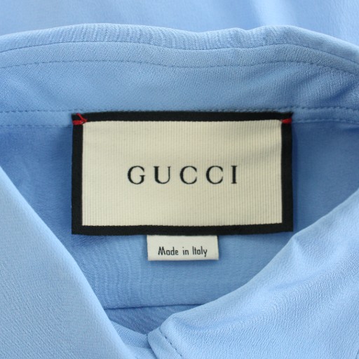 【中古】グッチ GUCCI シャツ ブラウス 長袖 インターロッキングGGロゴ 絹 シルク 36 水色 627407 レディース