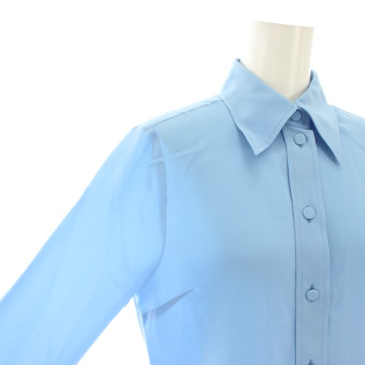 【中古】グッチ GUCCI シャツ ブラウス 長袖 インターロッキングGGロゴ 絹 シルク 36 水色 627407 レディース