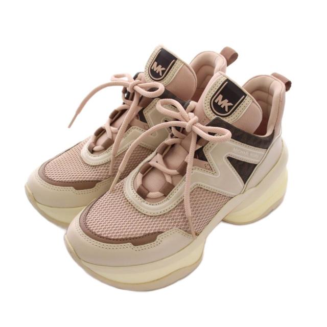 【中古】マイケルマイケルコース Michael michael kors OLYMPIA オリンピア スニーカー シューズ 厚底 6.5M ピンク