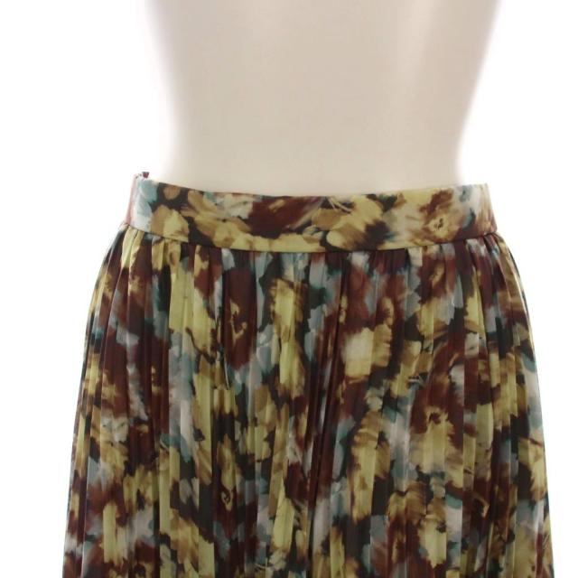 中古】エポカ EPOCA プリーツスカート ロング 花柄 総柄 40 カーキ