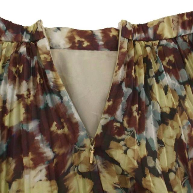 中古】エポカ EPOCA プリーツスカート ロング 花柄 総柄 40 カーキ