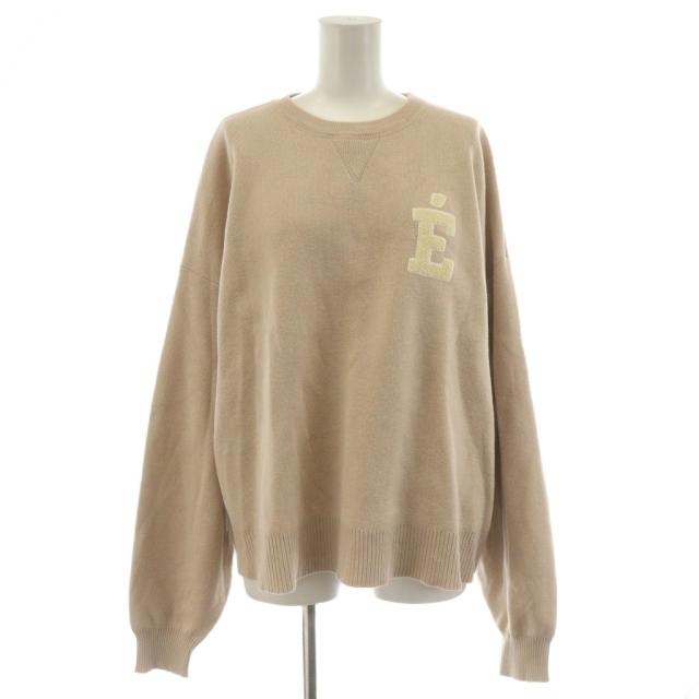 【中古】スローブ イエナ SLOBE IENA 24AW サガラ刺繍スウェットライクニット トレーナー 長袖 ロゴ ピンクベージュ