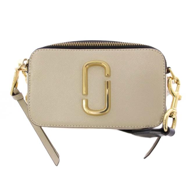 【中古】マークジェイコブス ザスナップショット ショルダーバッグ スクエア ロゴ グレー ピンク /BB レディース