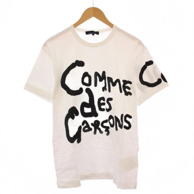 【中古】コムデギャルソン AD2023 Alisa yoffe Tシャツ 半袖 クルーネック ロゴ バイカラー L 白 ホワイト 黒