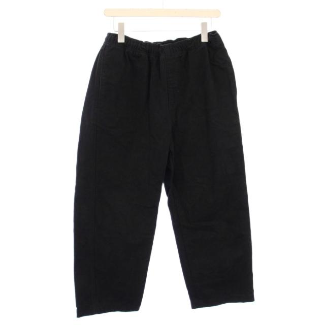 【中古】ステューシー ELASTIC STUFF スラックスパンツ イージー ウエストゴム 無地 ワンカラー S 黒 ブラック