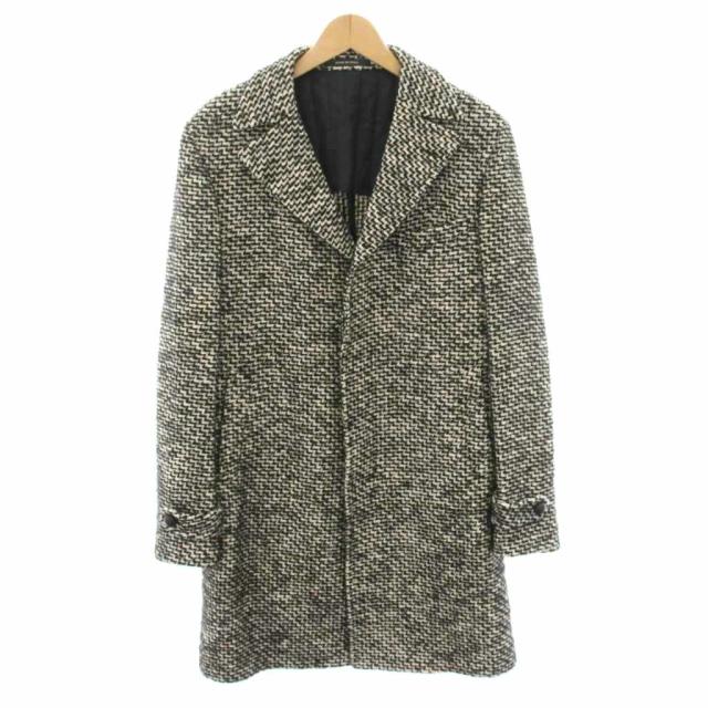 【中古】タリアトーレ トーマス チェスターコート アウター 総柄 アルパカ混 モヘヤ混 48/R 黒 白 91UIC033 メンズ