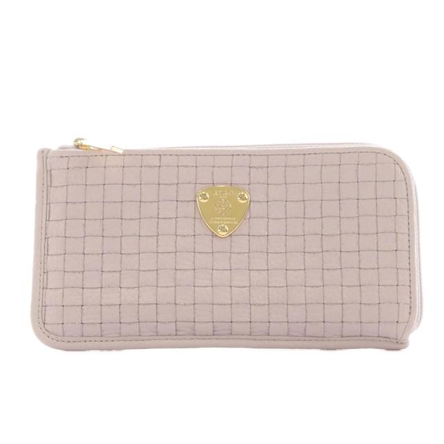 【中古】ATAO アタオ スリモ slimo 長財布 L字ファスナー 小銭入れ ロゴ レザー ピンク /AN20 レディース