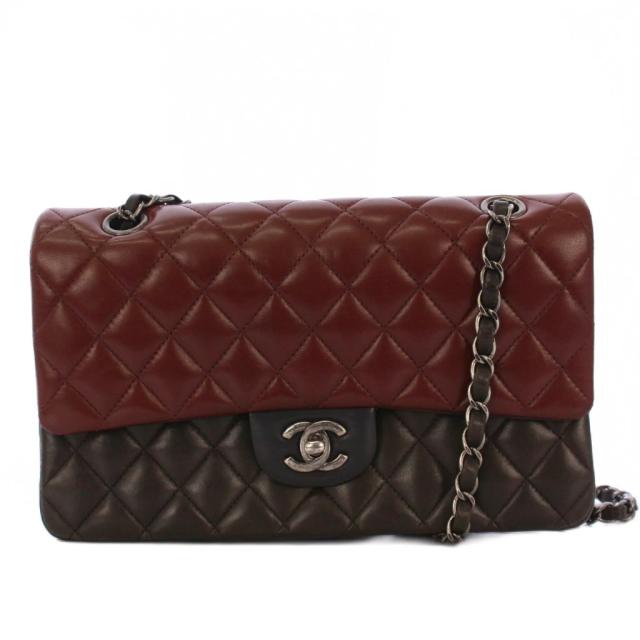 【中古】シャネル CHANEL マトラッセ25 ダブルフラップ ダブルチェーン ショルダーバッグ 赤 カーキ /KH ■OH