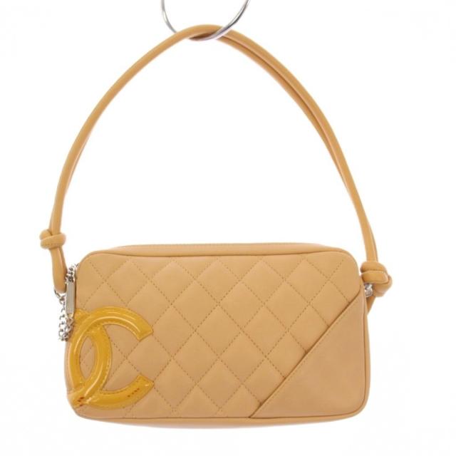 【中古】シャネル CHANEL カンボンライン ココマーク アクセサリーポーチ ハンドバッグ ベージュ 10番台 /KH ■OH