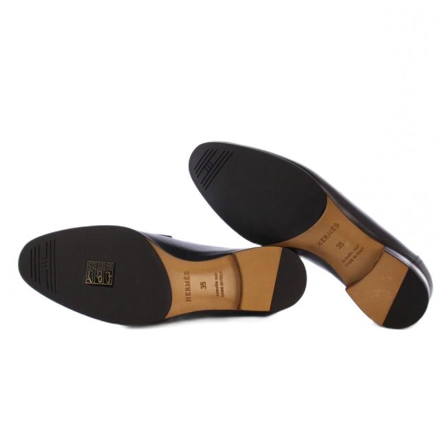 【中古】エルメス HERMES コンスタンス ローファー モカシン Hロゴ レザー シルバー金具 35 黒 /KH レディース 中古】エルメス HERMES コンスタンス ローファー モカシン Hロゴ