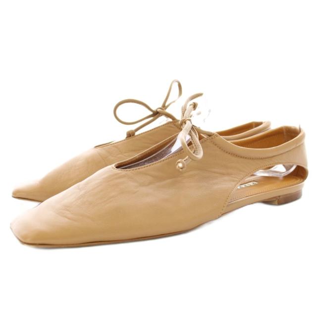 【中古】ピッピシック PIPPICHIC AMBER COCOフラットシューズ パンプス スクエアトゥ レザー 36 ベージュ