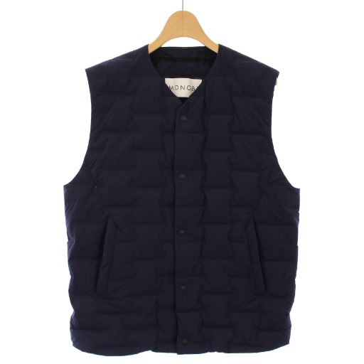 【中古】モノビ MONOBI LIGHT V-NECK DOWN VEST ダウンベスト S 紺 20FW-8 /TK メンズ