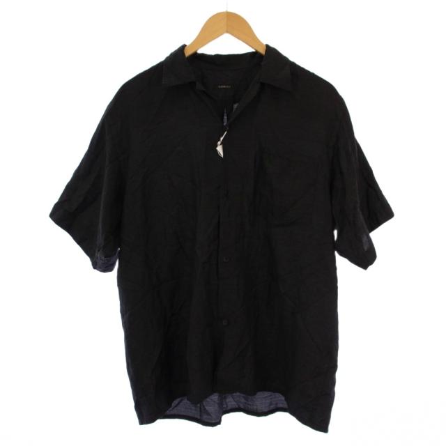 【中古】未使用品 コモリ COMOLI 25SS ウールシルク 半袖オープンカラーシャツ 1 黒 B01-02006 /BM メンズ