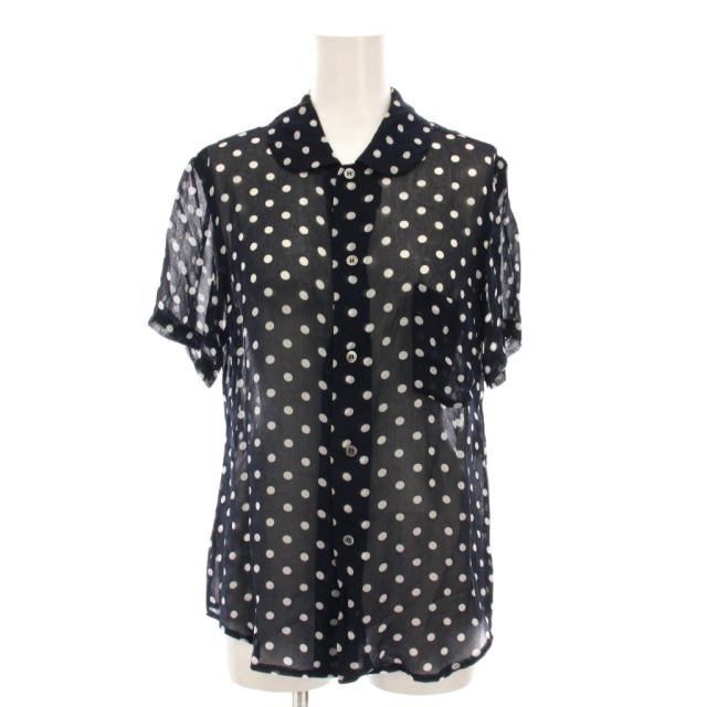 【中古】コムデギャルソンコムデギャルソン AD2013 コムコム シアー シャツ ブラウス ドット シースルー 半袖 XS 紺