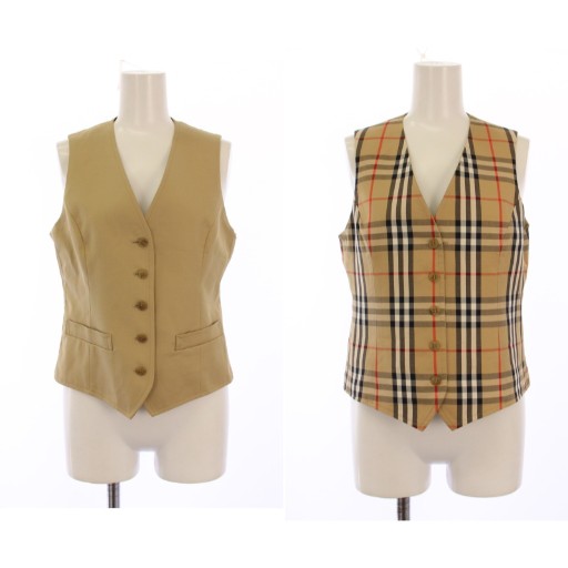 【中古】バーバリーズ Burberrys ヴィンテージ リバーシブル ベスト ジャケット ノバチェック M ベージュ レディース