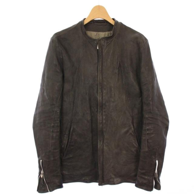 【中古】インカーネーション ベジタブルタンニン カーフレザー ライダースジャケット 革ジャン シングル XS グレー