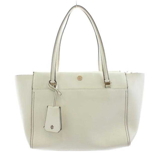 【中古】トリーバーチ TORY BURCH トートバッグ ハンドバッグ レザー ロゴ 白 ホワイト 10007150 /KU レディース