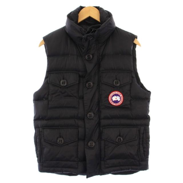 【中古】カナダグース   ダウンベスト スタンドカラー アウター ワッペン 刺繍 S 黒 ブラック
