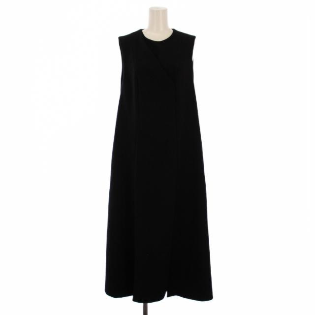 【中古】エンフォルド ENFOLD ワンピース ロング ノースリーブ クルーネック 36 黒 300EA233-1400 /BM レディース