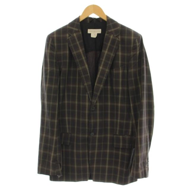 【中古】ドリスヴァンノッテン DRIES VAN NOTEN ライカ期 チェック テーラードジャケット ブレザー 背抜き 46 茶