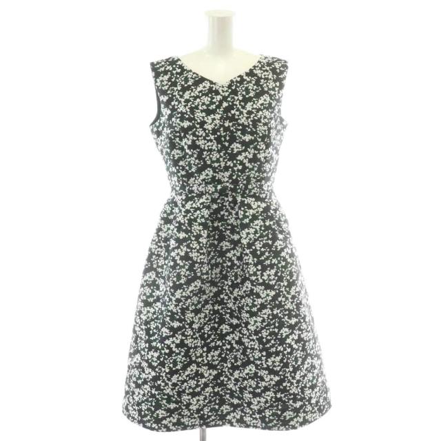 【中古】トッカ TOCCA 24SS PONPON MUM ドレス ワンピース ひざ丈 小花柄 2 黒 ブラック 白 緑 ノースリーブ