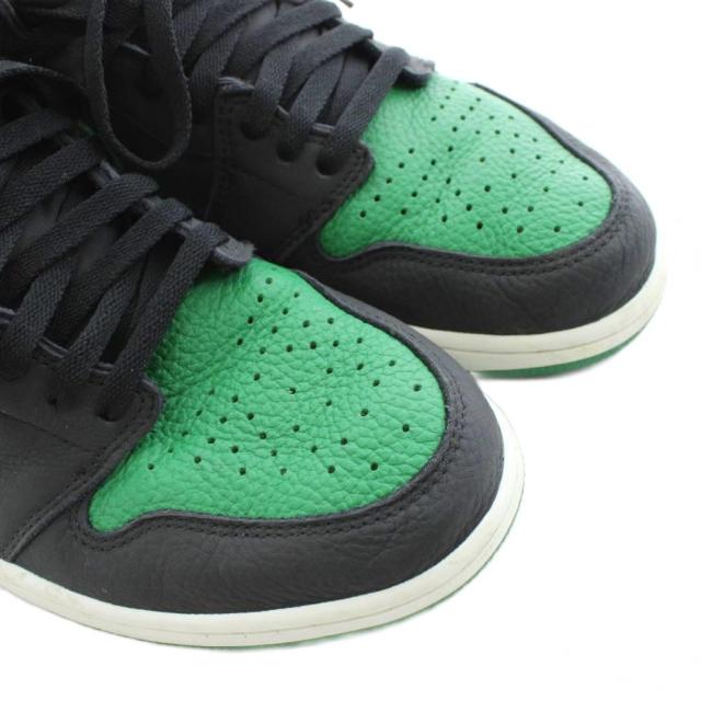 【中古】ナイキ エアジョーダン1 レトロ ハイ OG ブラック/パイングリーン スニーカー US10.5 28.5cm 555088-030