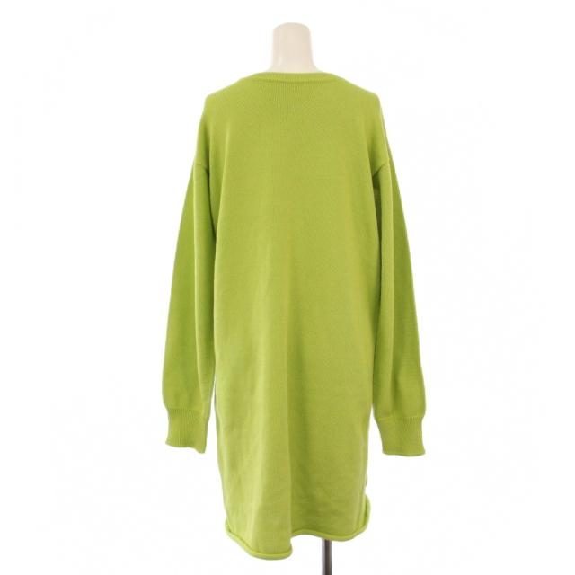 【中古】イッセイミヤケ ISSEY MIYAKE 25SS WEAR AND WORN ニット ワンピース ひざ丈 長袖 2 黄緑 レディース