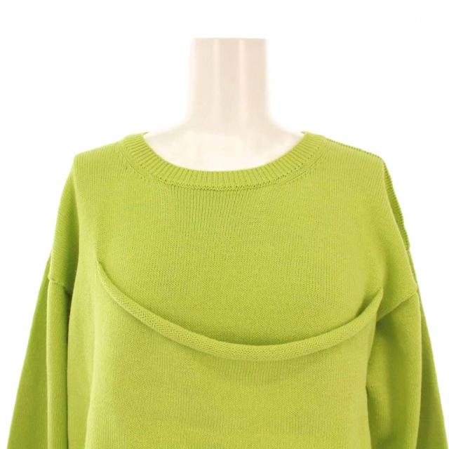 【中古】イッセイミヤケ ISSEY MIYAKE 25SS WEAR AND WORN ニット ワンピース ひざ丈 長袖 2 黄緑 レディース