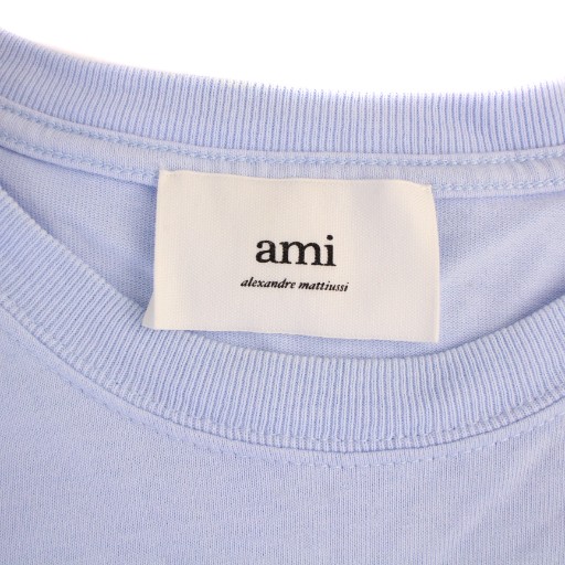 【中古】アミ アレクサンドル マテュッシ Tシャツ カットソー 半袖 クルーネック ロゴ刺繍 M 水色 レディース_3