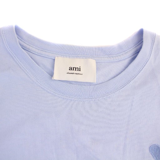 【中古】アミ アレクサンドル マテュッシ Tシャツ カットソー 半袖 クルーネック ロゴ刺繍 M 水色 レディース_4