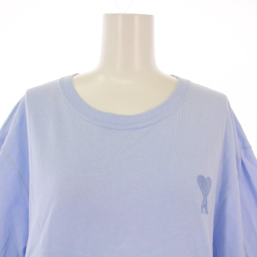 【中古】アミ アレクサンドル マテュッシ Tシャツ カットソー 半袖 クルーネック ロゴ刺繍 M 水色 レディース_5