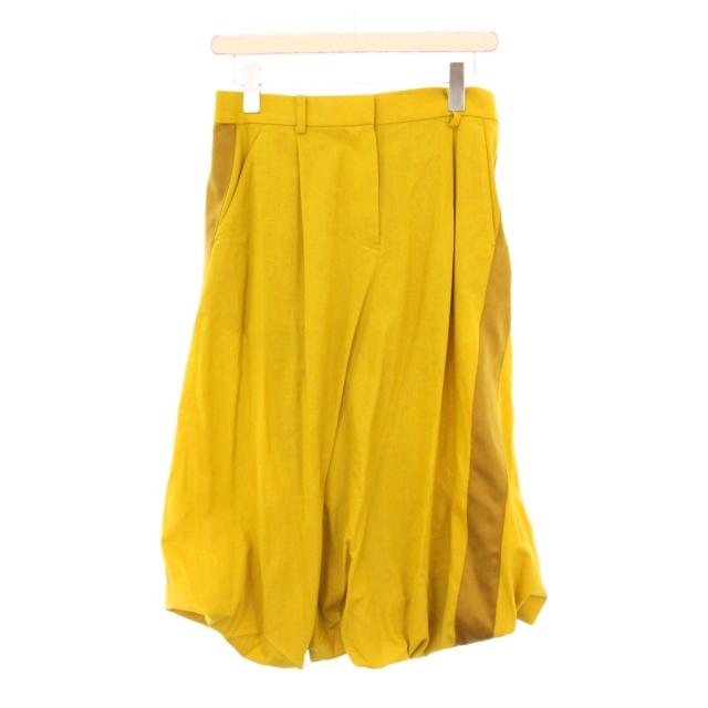 【中古】サカイ sacai フレアスカート バルーン ミモレ ロング ジップフライ ウール混 切替 2 マスタード