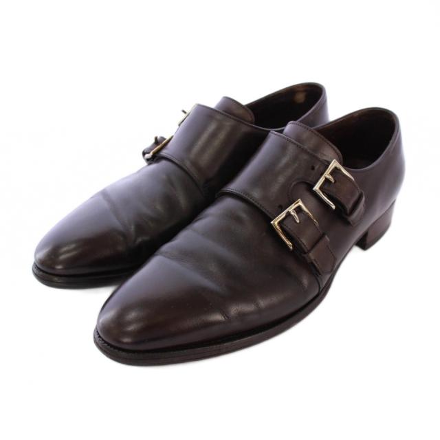 【中古】ジョンロブ JOHN LOBB NASEBY ダブルモンクストラップ ビジネスシューズ レザー 7 1/2 ブラウン /YM メンズ