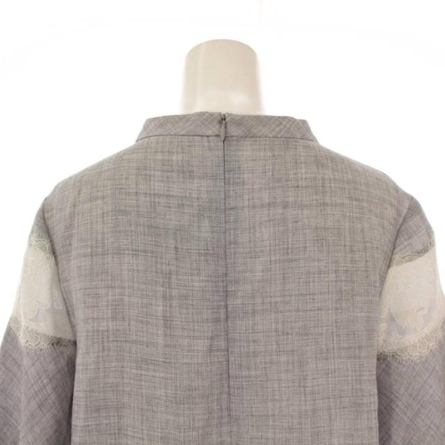 中古】ルネ Rene シャツ ブラウス 半袖 花柄 レース ウール 34 グレー