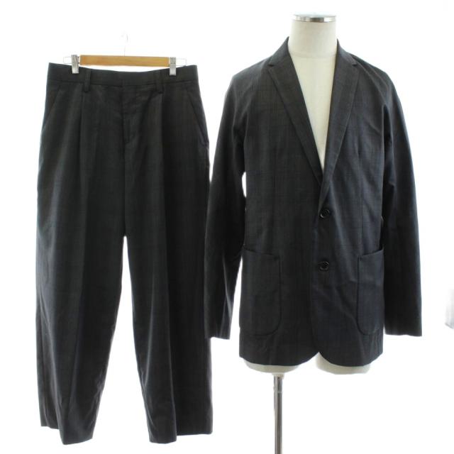 【中古】カラー T/W ライトクロス グレンチェックパンツ シングルスーツ セットアップ ジャケット 1