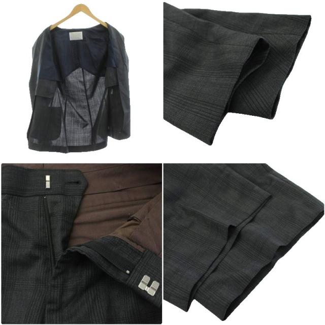 【中古】カラー T/W ライトクロス グレンチェックパンツ シングルスーツ セットアップ ジャケット 1_8