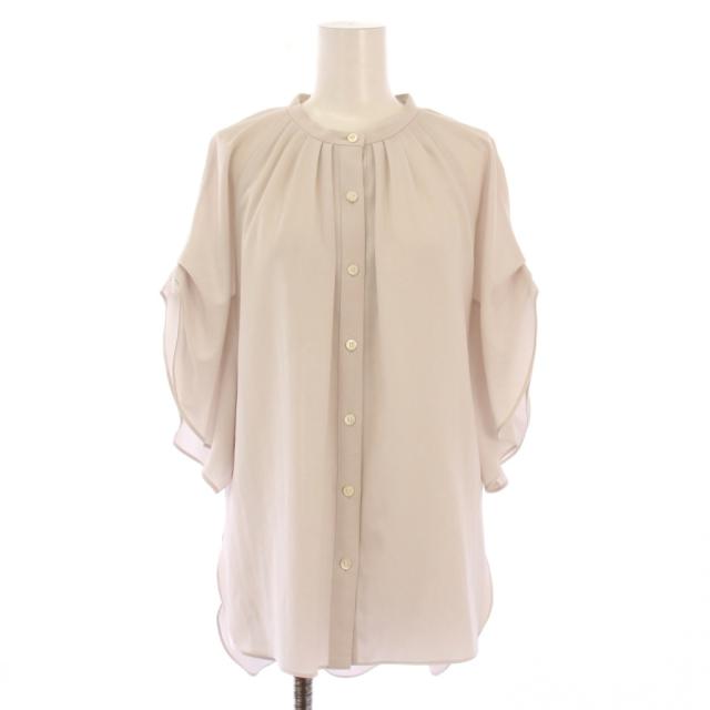 【中古】アドーア ADORE シャツ ブラウス 半袖 バンドカラー ワンカラー ストレッチ 38 グレー /BB レディース