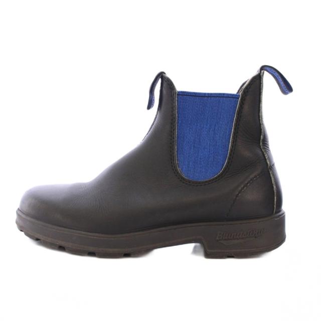 【中古】ブランドストーン Blundstone サイドゴアブーツ ショート 厚底 レザー 切替 バイカラー 5 黒 ブラック 青