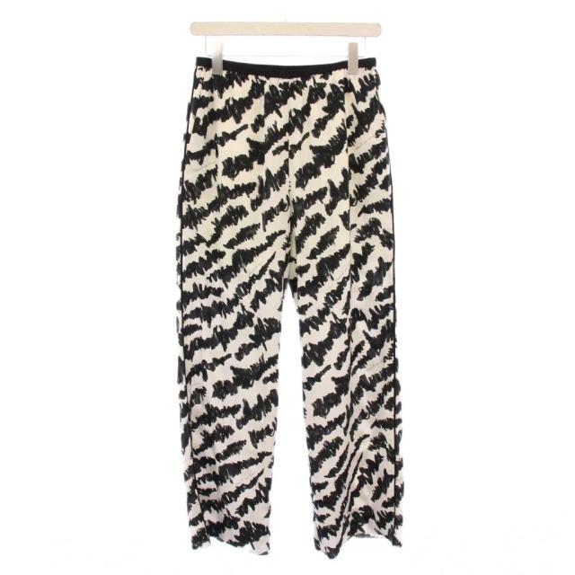 【中古】ヴェルメイユ パー イエナ ゼブラプリントイージーパンツ スラックス ウエストゴム バイカラー 総柄 黒 白